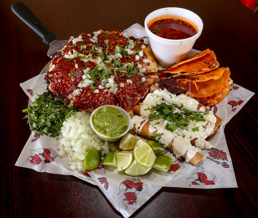 The Sampler can give you a taste of almost every dish, with pizzabirria, quesabirrias, tacos...