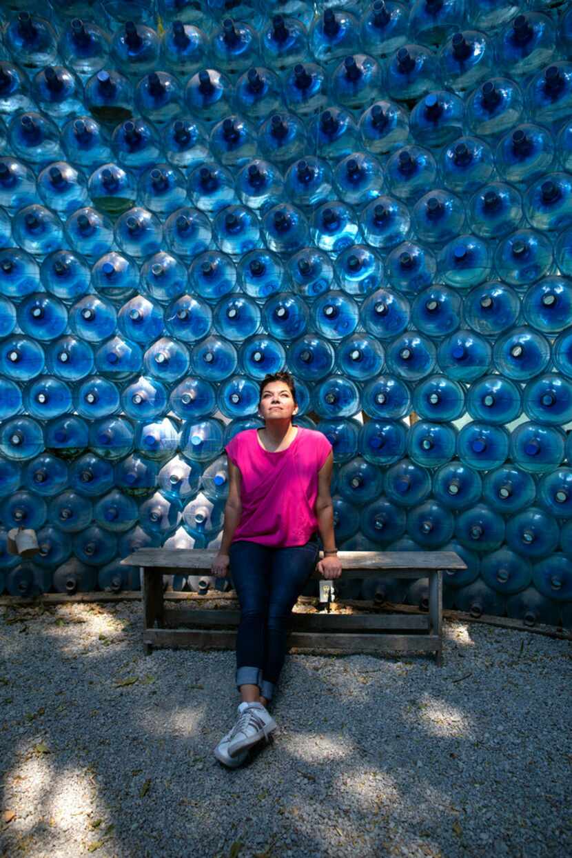 Leslie Moody Castro, who splits her time between Texas and Mexico, poses in a structure made...