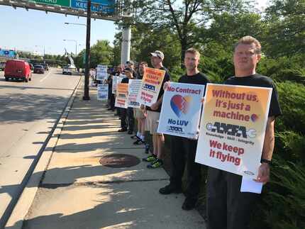 Southwest Airlines mechanics picketed the carrier on Aug. 16, 2017, over the lack of a new...