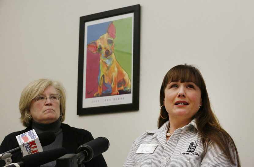 Jody Jones (left), director of Dallas Animal Services, and Dr. Cate McManus, director of...