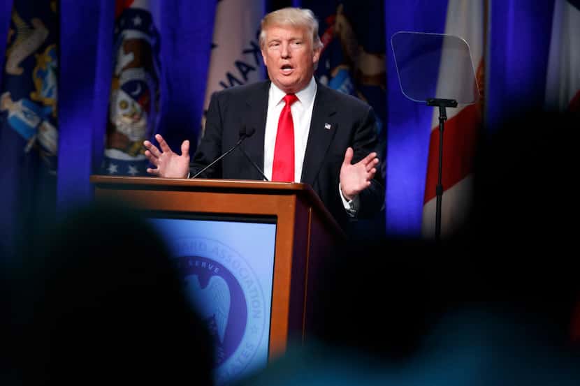 Republican presidential nominee Donald Trump spoke to the National Guard Association of the...