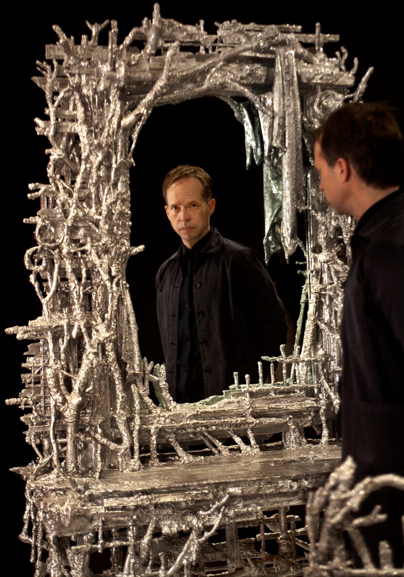 Artist Chris Schanck is reflected in his vanity mirror at the Dallas Museum of Art. The...