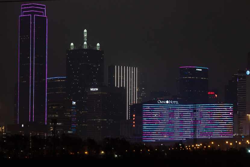 2022 is on display on the video screens of the Omni Hotel in downtown Dallas after the sixth...