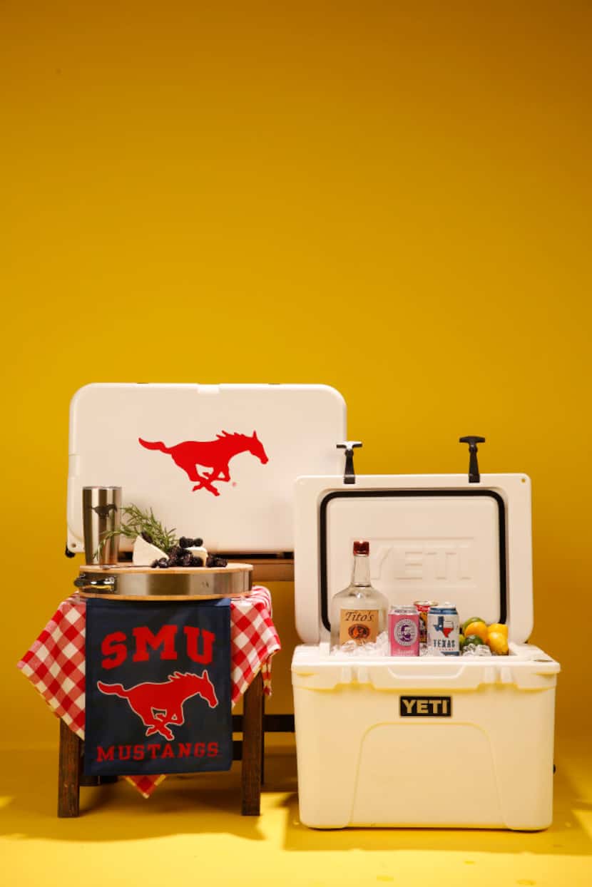 Yeti cooler customized for fans from Southern Methodist University