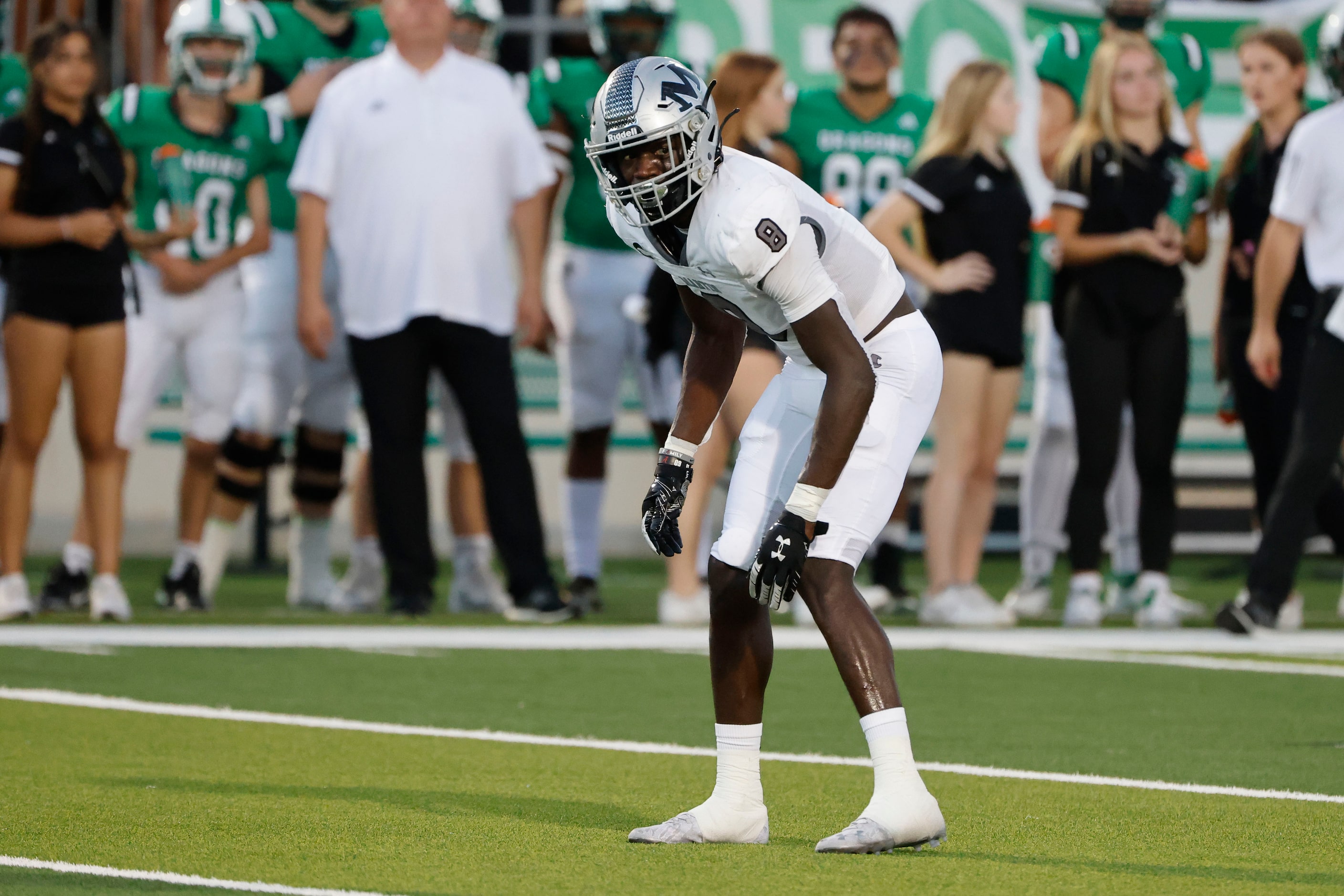 Arlington Martin defensive back Javien Toviano (8) defends against Southlake Carroll during...