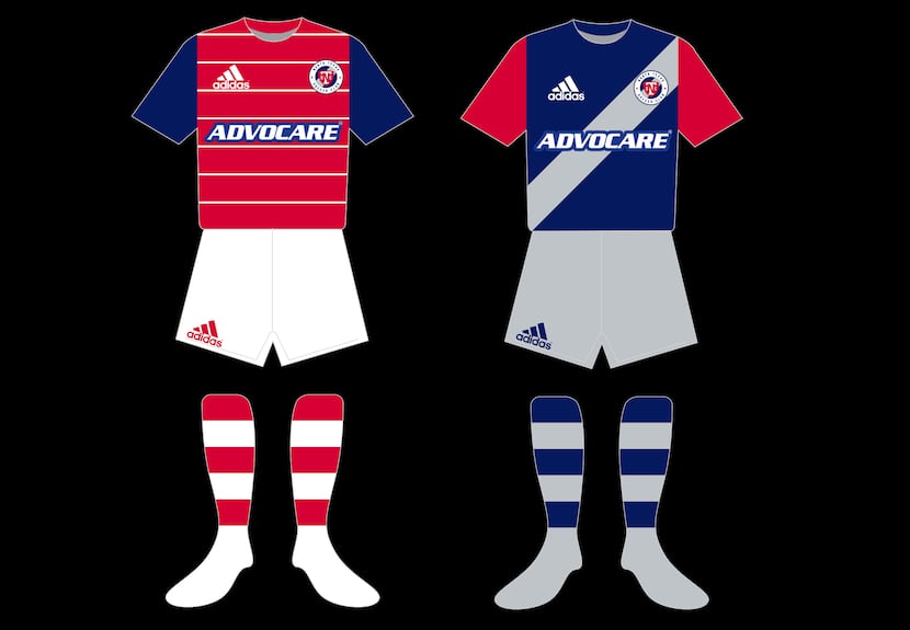 North Texas SC kit concepts by John Lenard, including a Burn throwback primary and a badge...