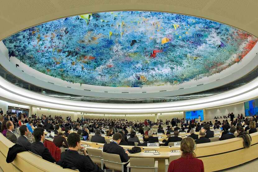 The assembly hall during the opening of the Human Rights Council's Commemorative session...