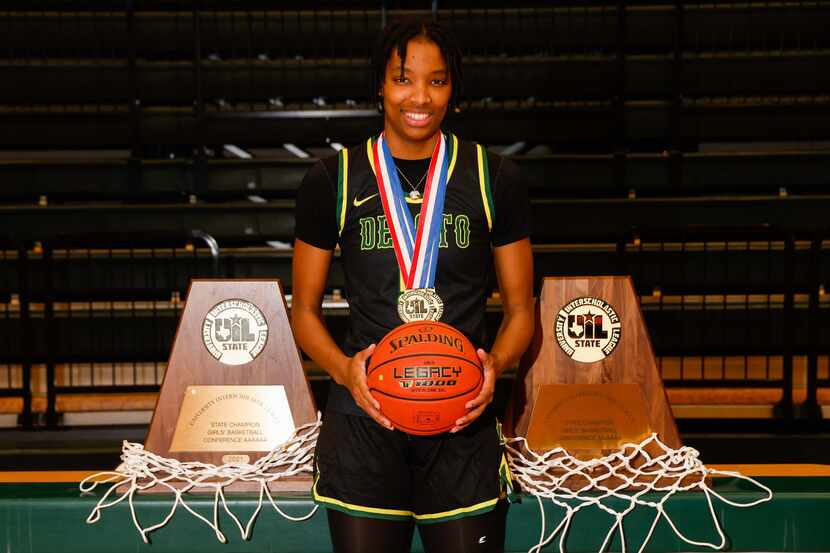 DeSoto girls basketball player Sa'Myah Smith poses for a portrait in DeSoto on Tuesday,...