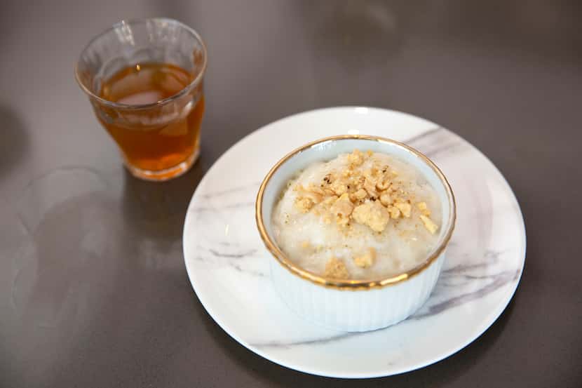 Coconut rice pudding and jasmin mandarin tea were paired together at the brunch.