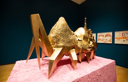 Wael Shawky's "The Gulf Project Camp: Sculpture #4" (2019) is part of the exhibition, which...