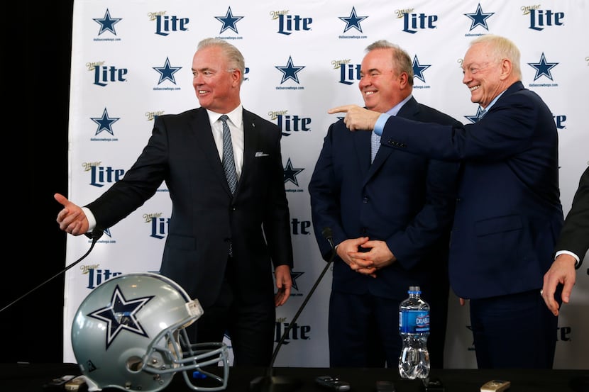 Dallas Cowboys executive vice president Stephen Jones, newly hired Dallas Cowboys head coach...