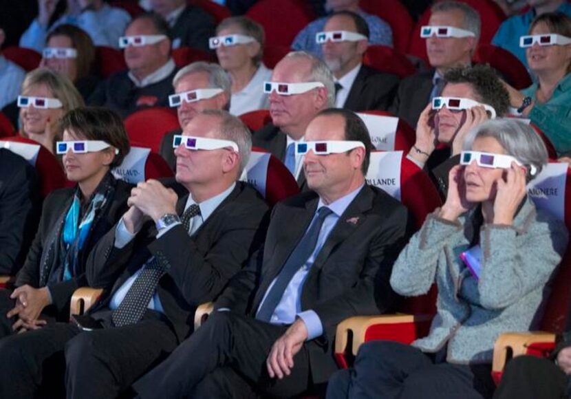 
French dignitaries, including (starting second from left) Jean-Yves Le Gall of the French...