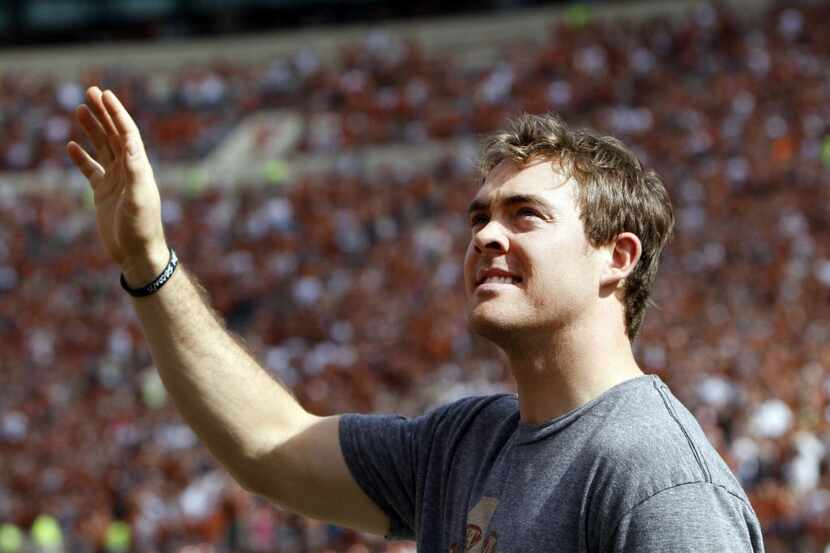 Nov 10, 2012; Austin, TX, USA; Cleveland Browns quarterback Colt McCoy waves to the crowd...