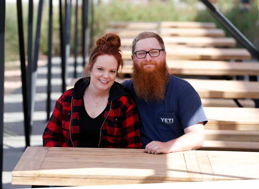 Travis and Emma Heim at Heim BBQ, which opened in late February after a fire closed it down...