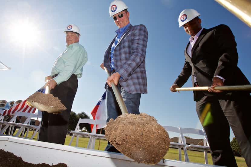 (L to R) Neil Leibman, chairman of the Texas Rangers Baseball Foundation and chairman of the...