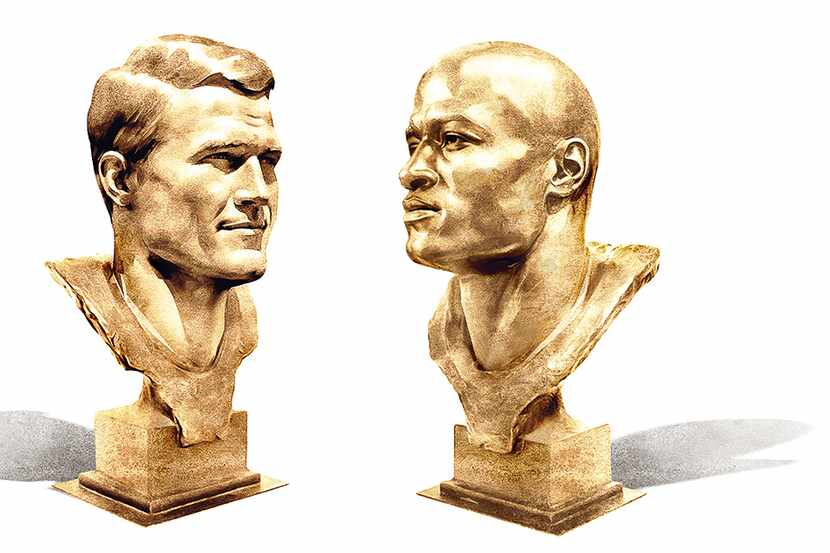 An illustration of the Hall of Fame busts for former Cowboys greats Chuck Howley and...