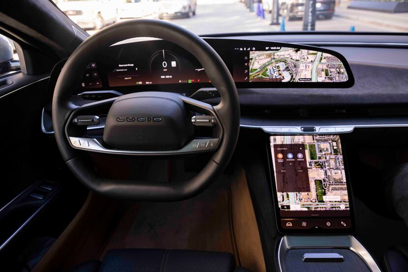 The driver faces a 34-inch instrument cluster with 5k resolution inside the Lucid Air. 