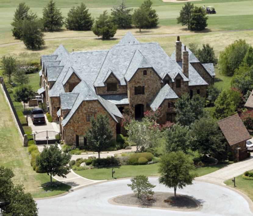An aerial view shows a Westlake home, which according to Tarrant Appraisal District records...