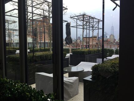 The rooftop restaurant at RH in New York. A similar store is under construction on Knox...