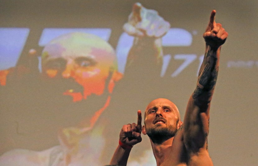 Middleweight Bubba McDaniel poses during UFC weigh-ins at Gilley's in Dallas for Saturday's...