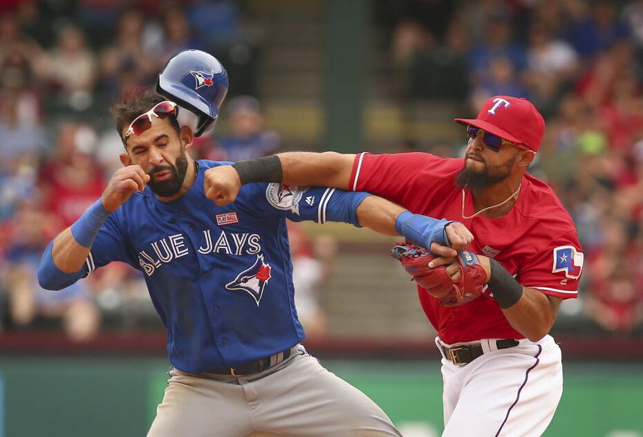 Rangers 2B Rougned Odor Punches Jose Bautista During Brawl  On this date  in 2016, Rougned Odor and the Texas Rangers remembered José Bautista's bat  flip, as Odor landed a punch on