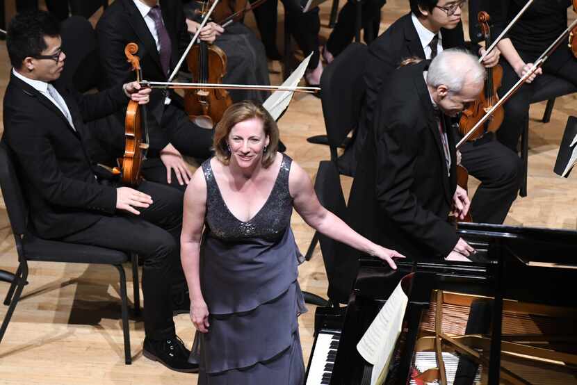 Catharine Lysinger bows prior to performing with the Meadows Symphony Orchestra on Sunday....