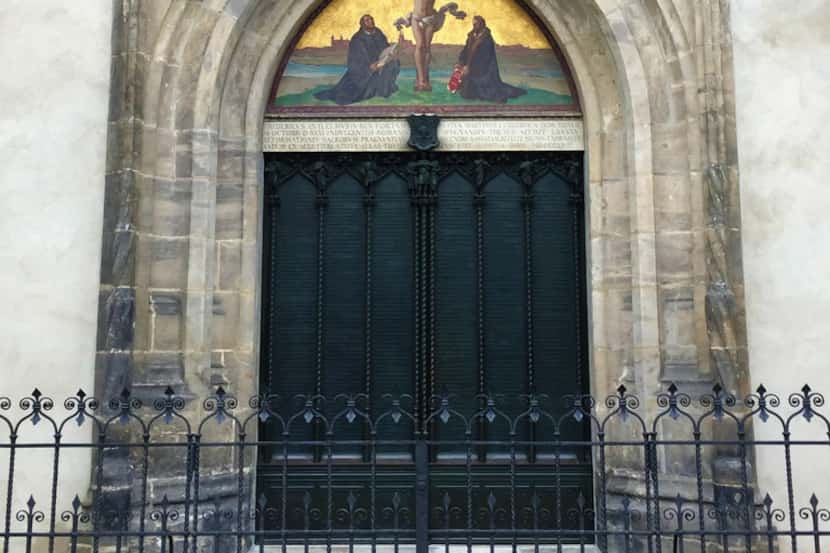 The doors of Castle Church in Wittenberg, where Martin Luther posted his 95 theses that...