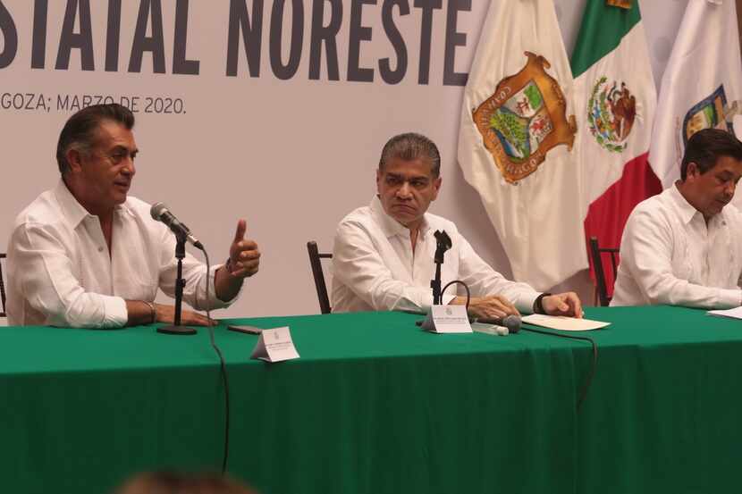Los gobernadores Jaime Rodríguez (Nuevo León), Miguel Ángel Riquelme (Coahuila) y Francisco...