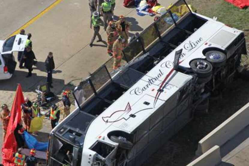 The crash occurred April 11 on State Highway 161 in Irving. Forty people were hurt and three...