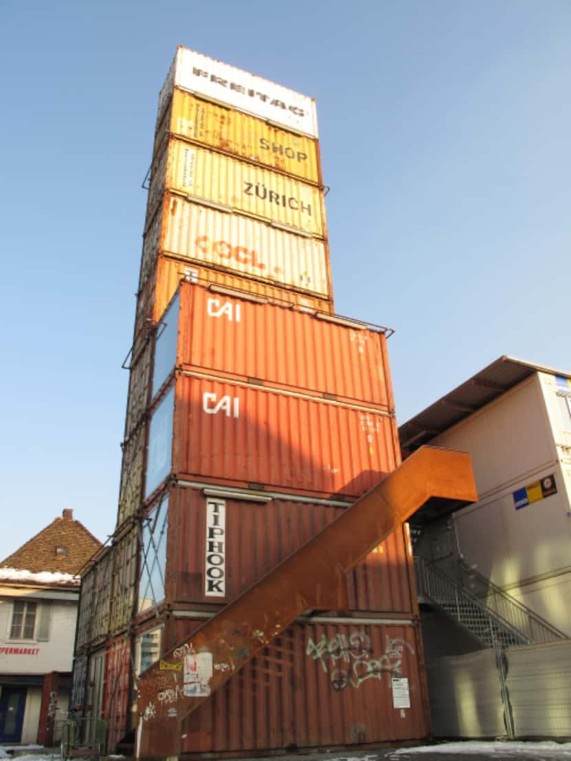 Freitag's flagship store in Zurich, Switzerland is comprised of old shipping containers.