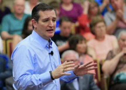  Sen. Ted Cruz delivers a campaign speech in Sioux City Iowa on April 1. (Nati Harnik/AP)