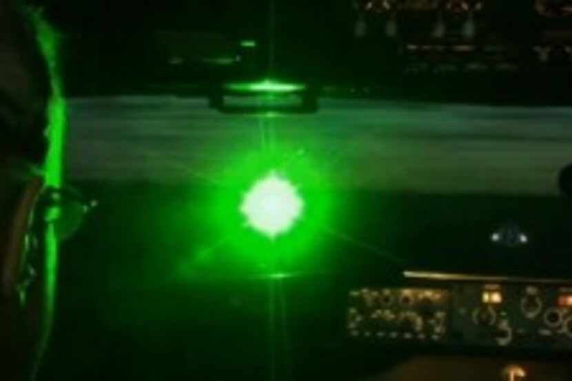  This is what it looks like when someone shines a laser pointer into a cockpit. Not pleasant.