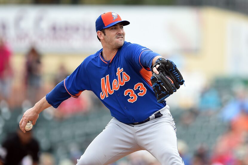 JUPITER, FL - MARCH 11: Matt Harvey #33 of the New York Mets throws a pitch during a spring...