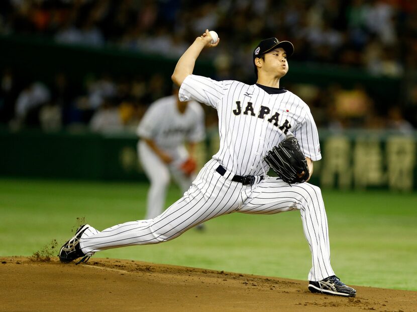 FILE - In this Nov. 19, 2015, file photo, Japan's starter Shohei Otani pitches against South...