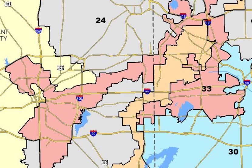 Congressional District 33, represented by Rep. Marc Veasey, D-Fort Worth, under the...