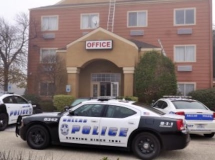  Dallas Police investigate a double shooting at a hotel at 10326 Finnell Street near...