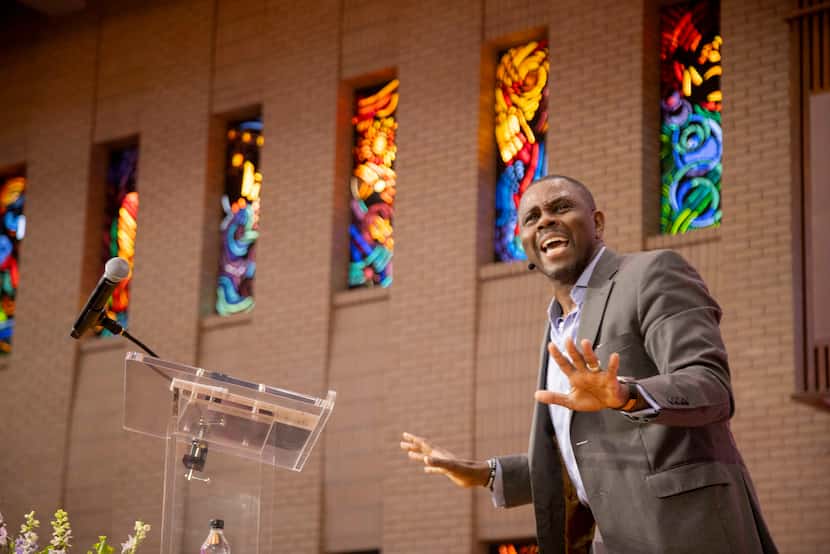 Richie Butler, pastor of St. Luke "Community" United Methodist Church, delivers his sermon...