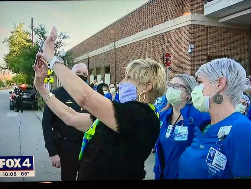 Fort Worth Mayor Betsy Price took a selfie with ER nurses outside Texas Health Fort Worth...