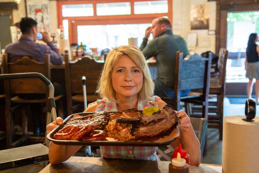 Television host Samantha Brown visits Pecan Lodge in Dallas as part of her PBS show 'Places...