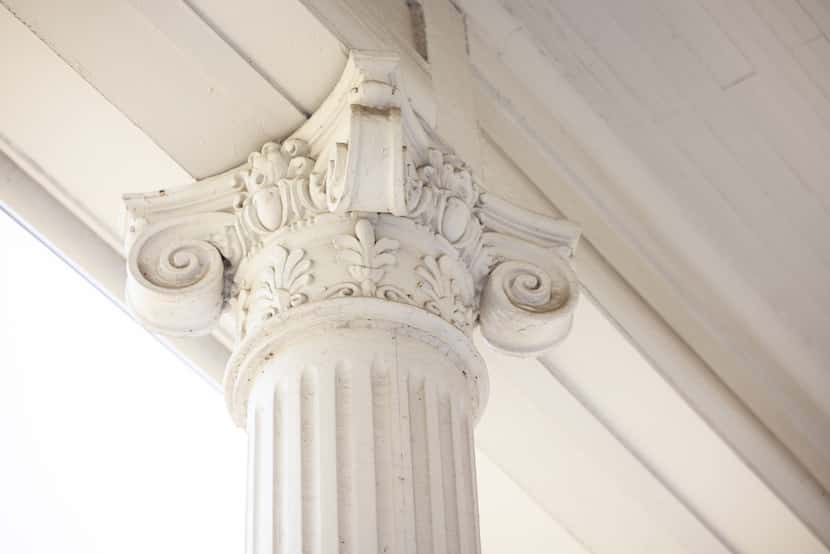 Detail of the stately Ionic column at Millermore at the Dallas Heritage Village in Dallas. 