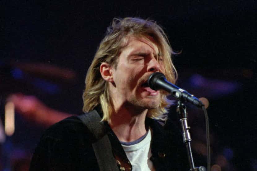 Kurt Cobain, lead singer for Nirvana, performed during the taping of MTV's Live and Loud...