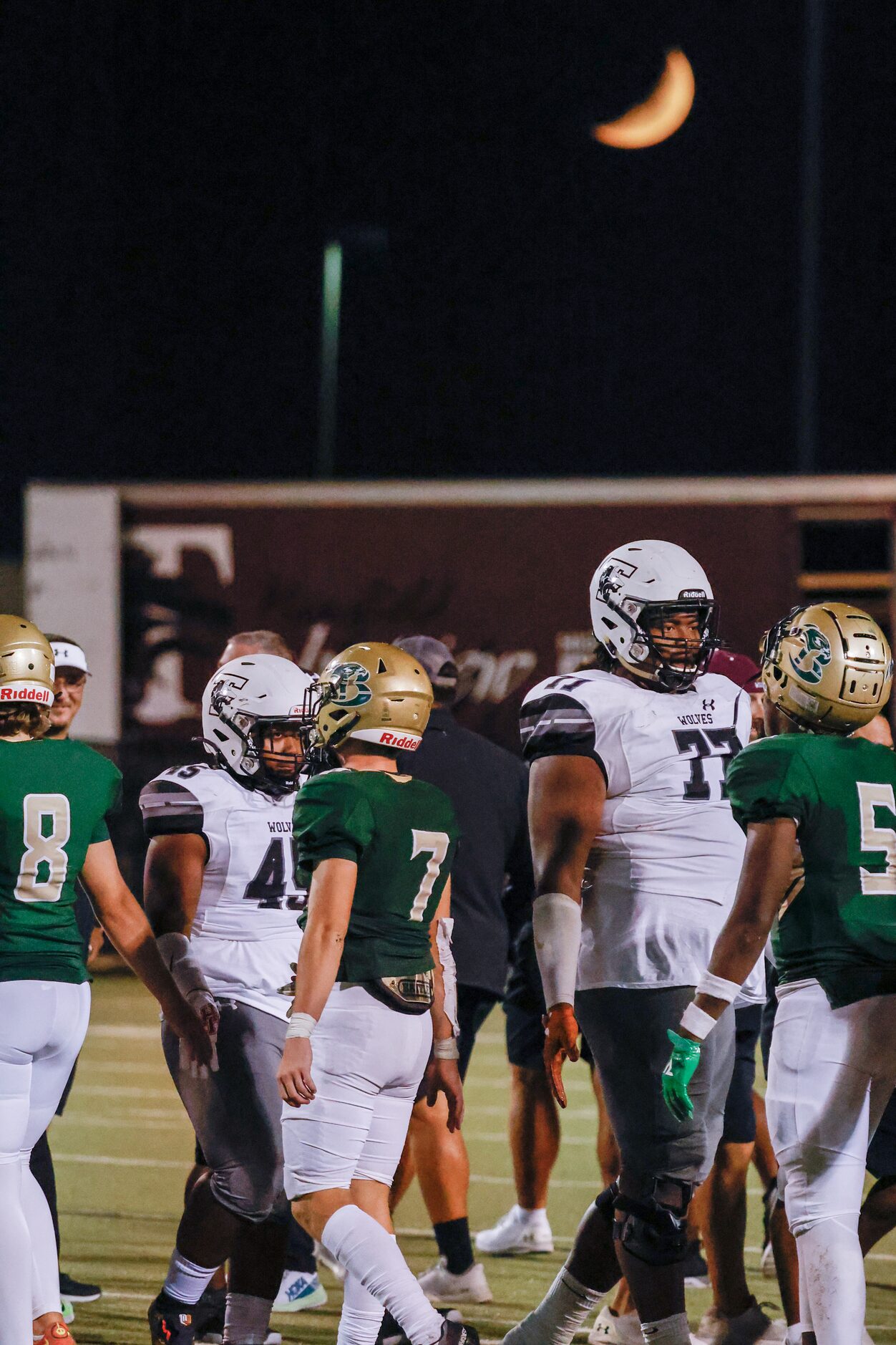 Mansfield Timberview players shake hands with Birdville after Mansfield’s win at the...