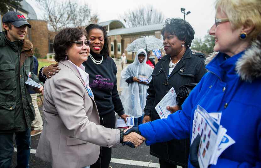 Gubernatorial candidate and former Dallas County Sheriff Lupe Valdez greets supporters...