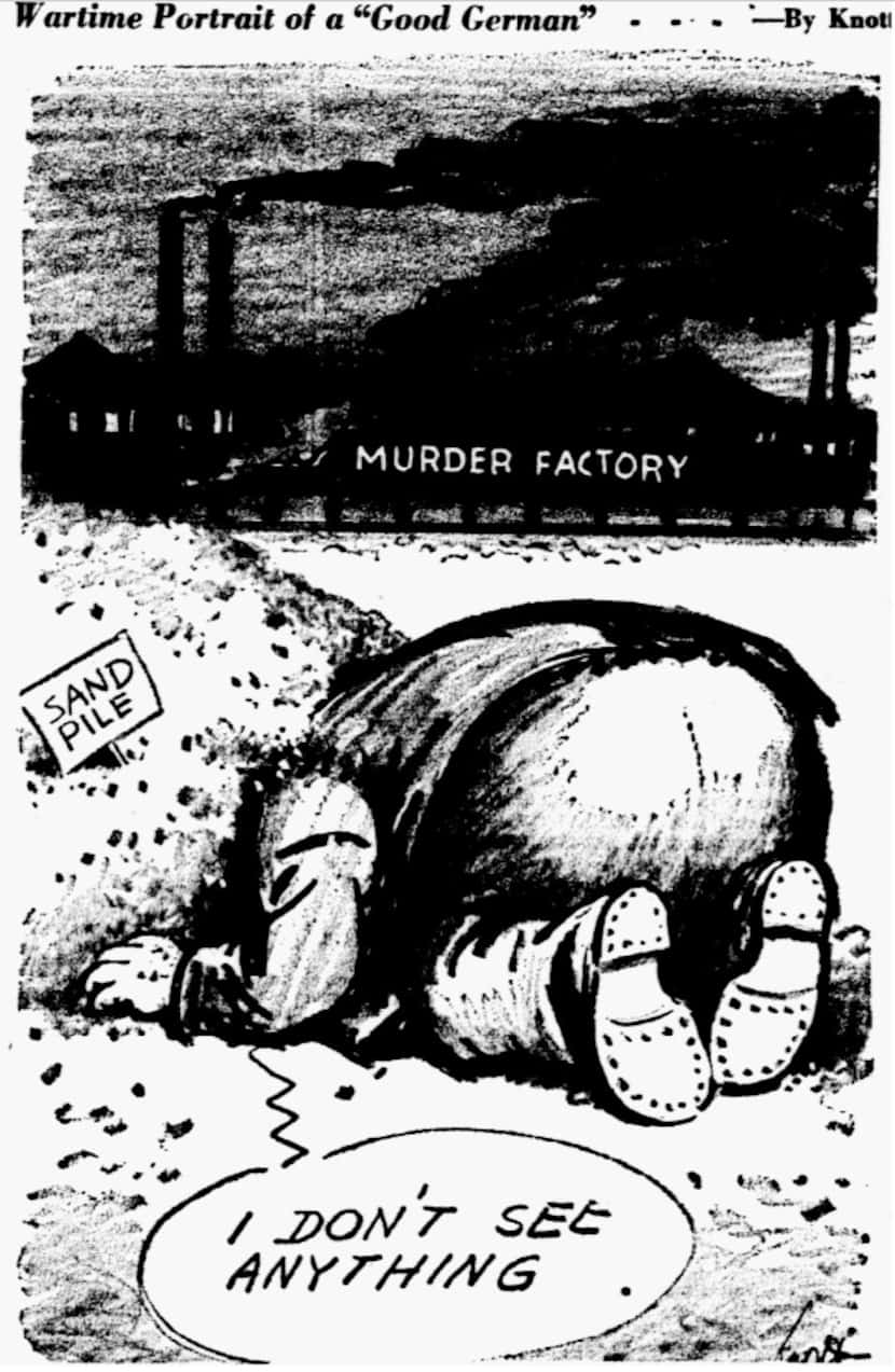 Cartoon featured in the May 6, 1945 edition of The Dallas Morning News.