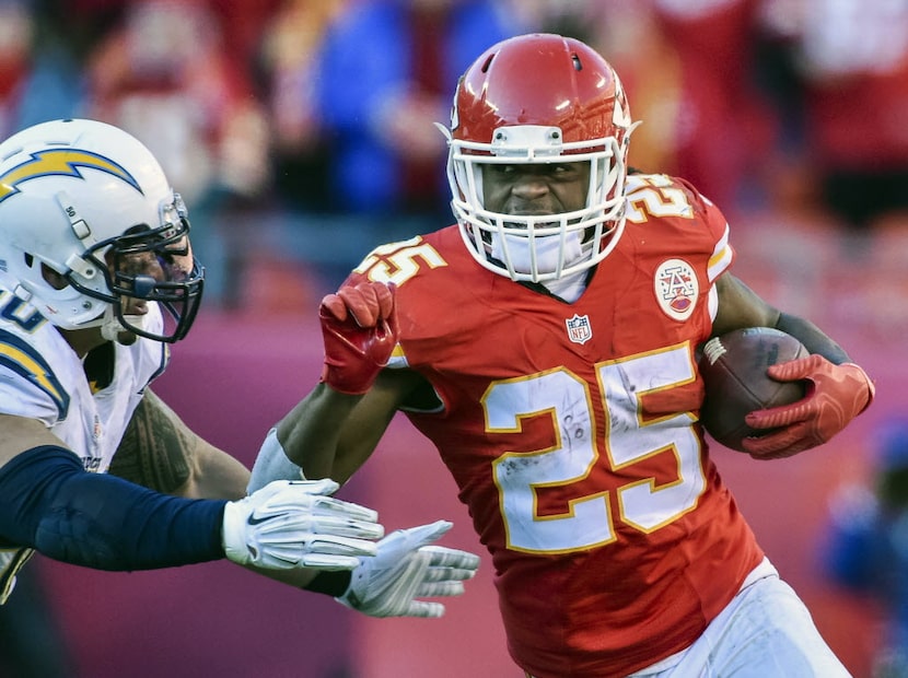 FILE - In this Sunday, Dec. 28, 2014,  file photo, Kansas City Chiefs running back Jamaal...