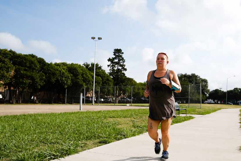 Melinda Courson runs at Garrett Park in Dallas.