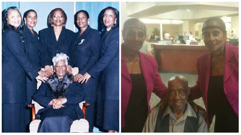 Left: Sisters Karen Smith (top, from left), Elores Stephens, Connie Anderson, Dolores Swint...