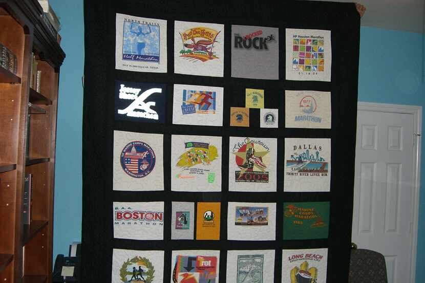One way to get rid of old running shirts without losing them is to have a quilt made, which...