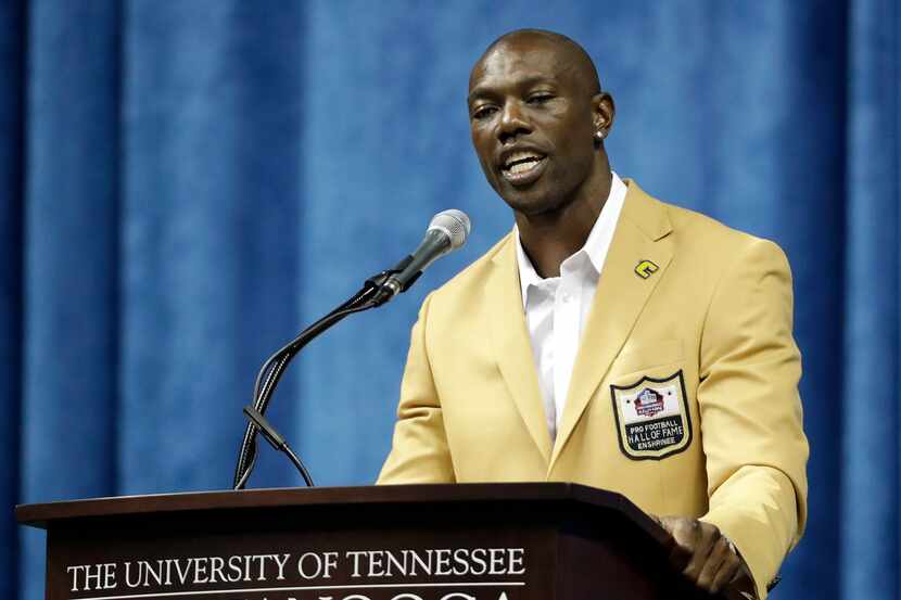 Former wide receiver Terrell Owens delivers his NFL Pro Football Hall of Fame speech on...