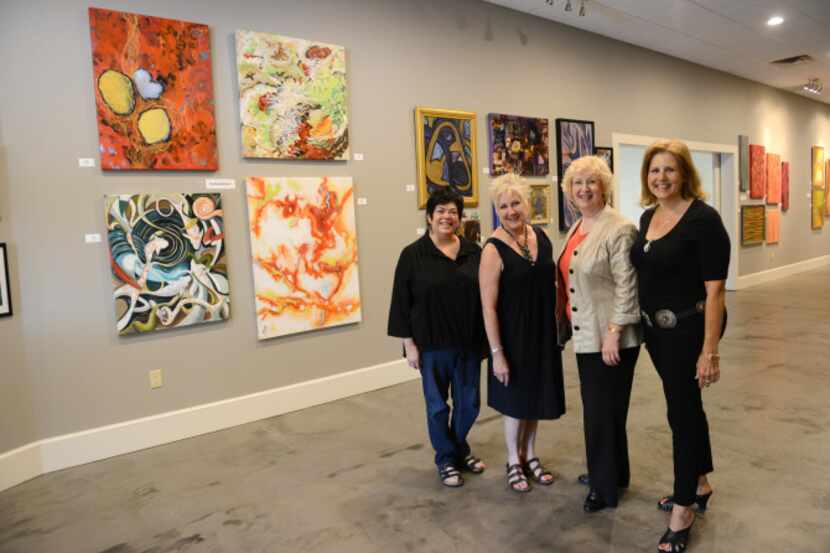 Pop Up exhibit organizers (from left) Kitty Goddard, Arts Incubator of Richardson president;...